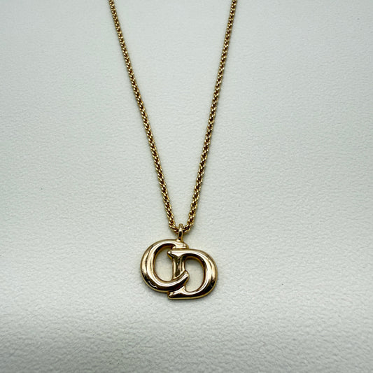 Christian Dior Vintage CD Logo Pendant Golden Necklace