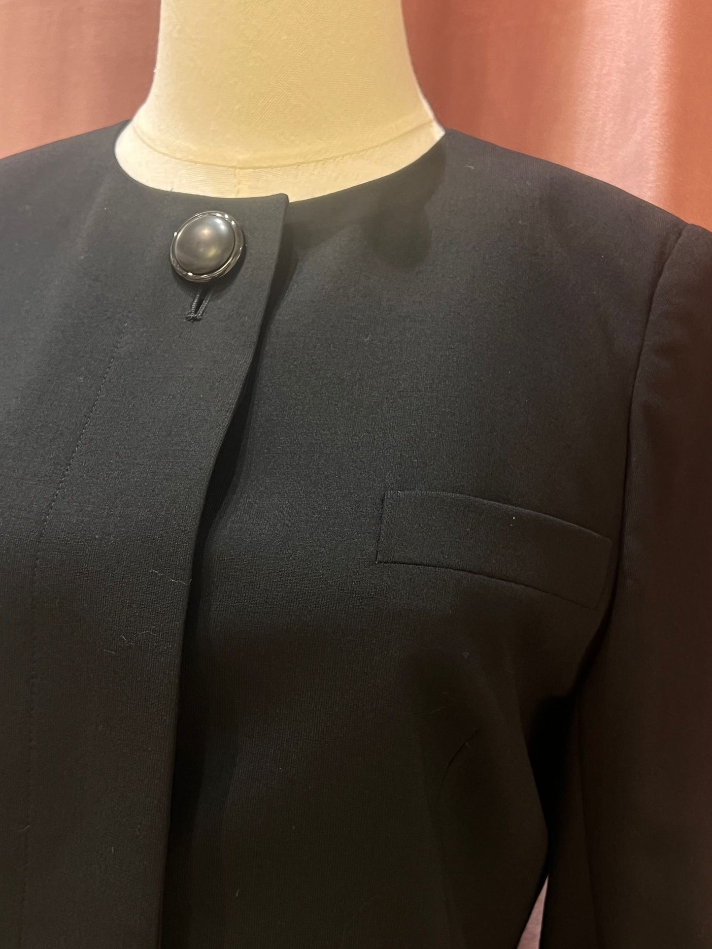 Christian Dior Vintage Black Round Neck Wool Blazer