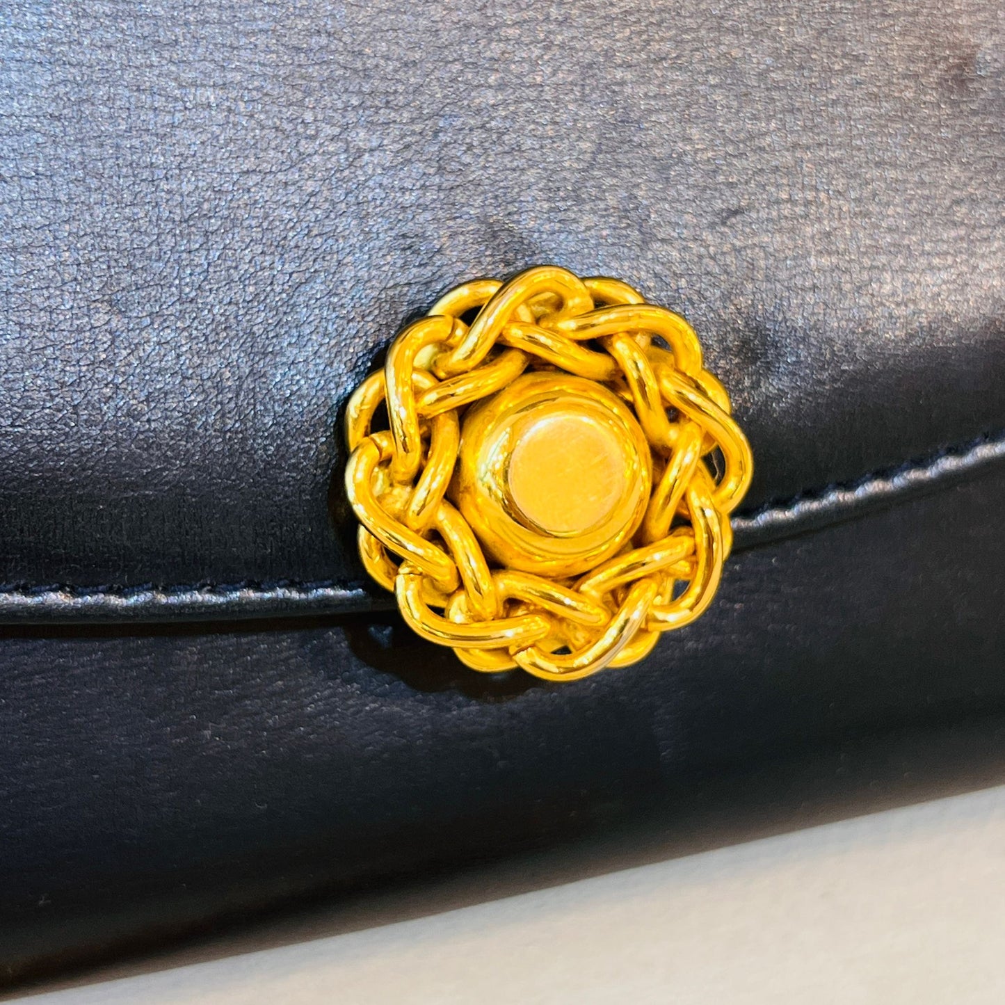 Bally Vintage 3-Ways Golden Medallion Black Leather Chain Shoulder Bag