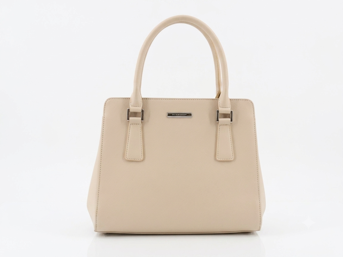 Burberry Vintage Beige Check PVC Leather Trim Handbag