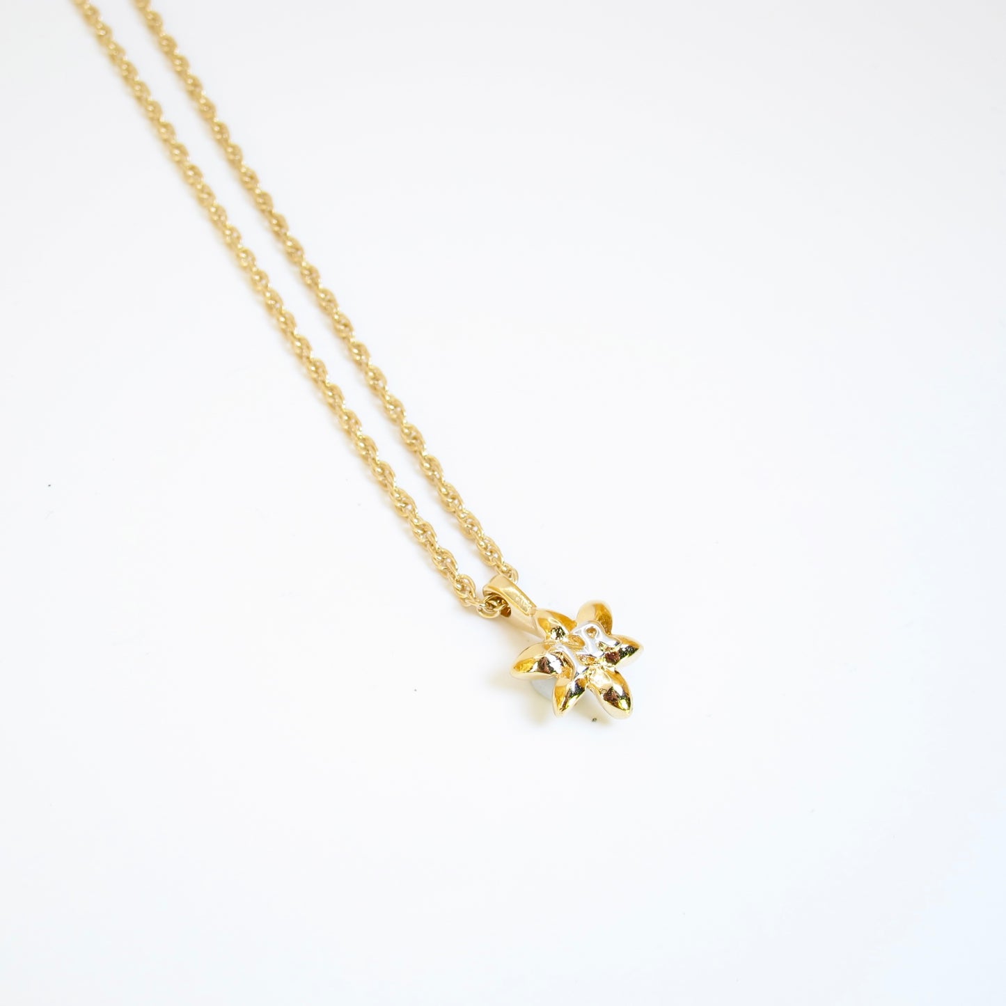 Nina Ricci Vintage NR Logo on Folwer Golden Necklace