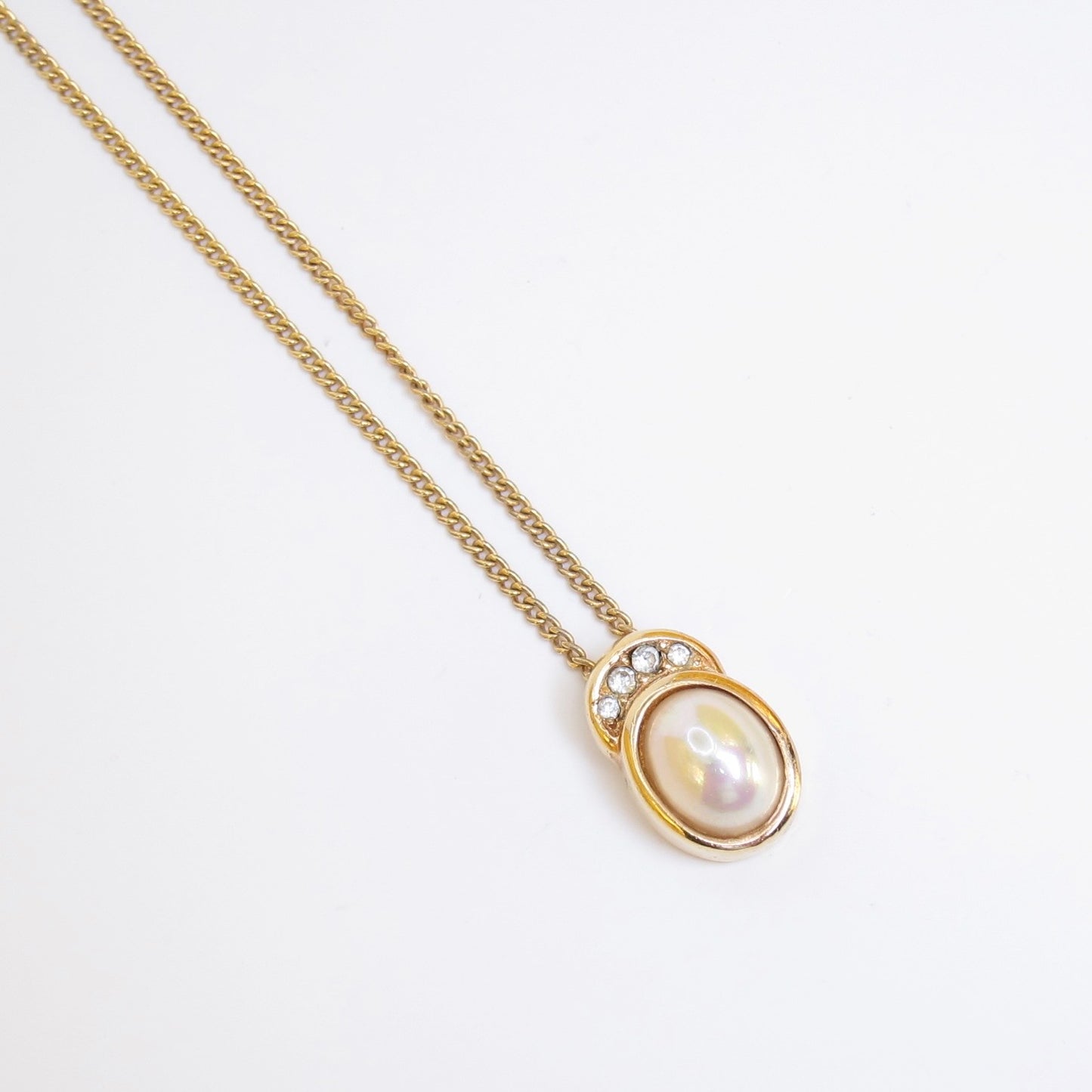 Christian Dior Vintage Pearl and Rhinestone Golden Necklace