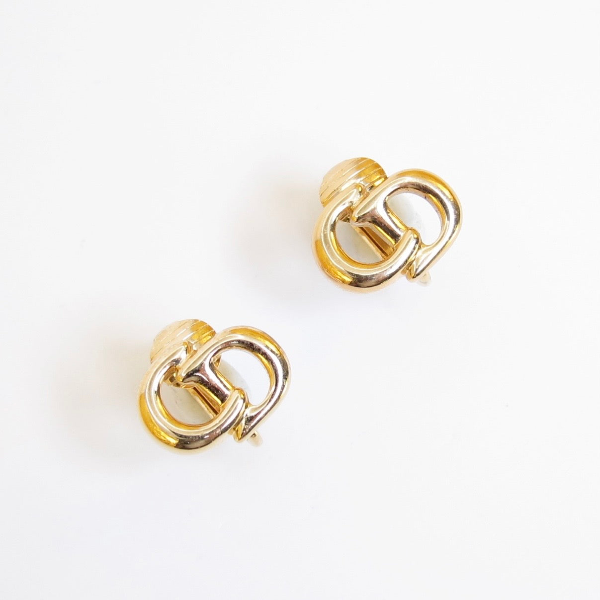 Christian Dior Vintage CD Logo Golden Clip-on Earrings