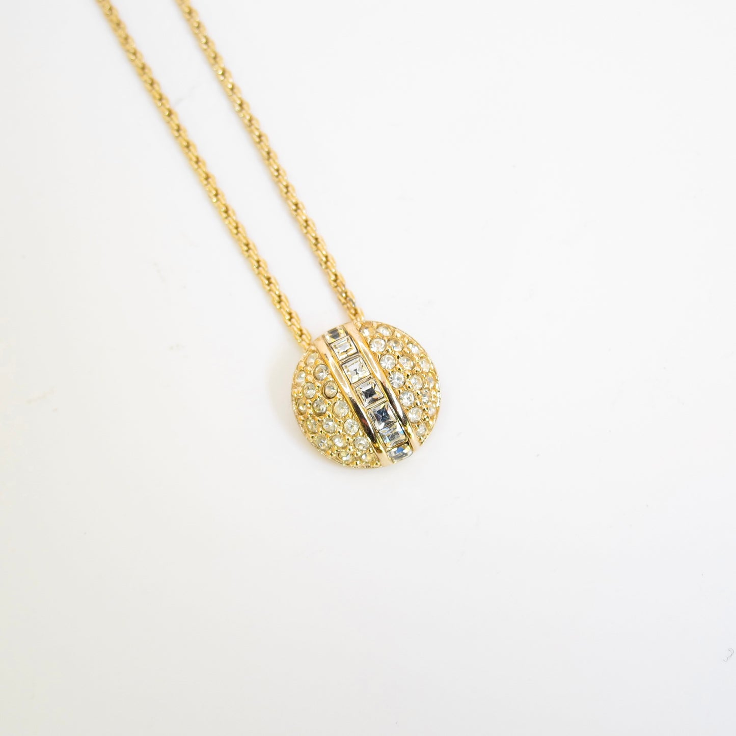 Christian Dior Vintage Round Shape with Rhinestone Golden Necklace
