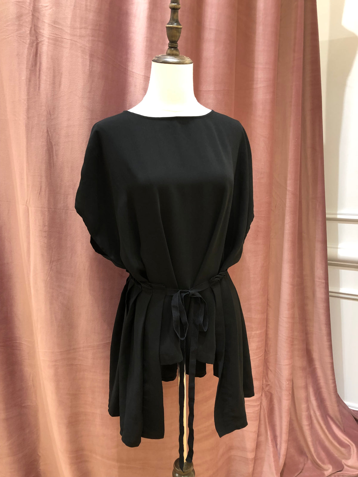 MM6 Black Tied-waist Draped Tunic