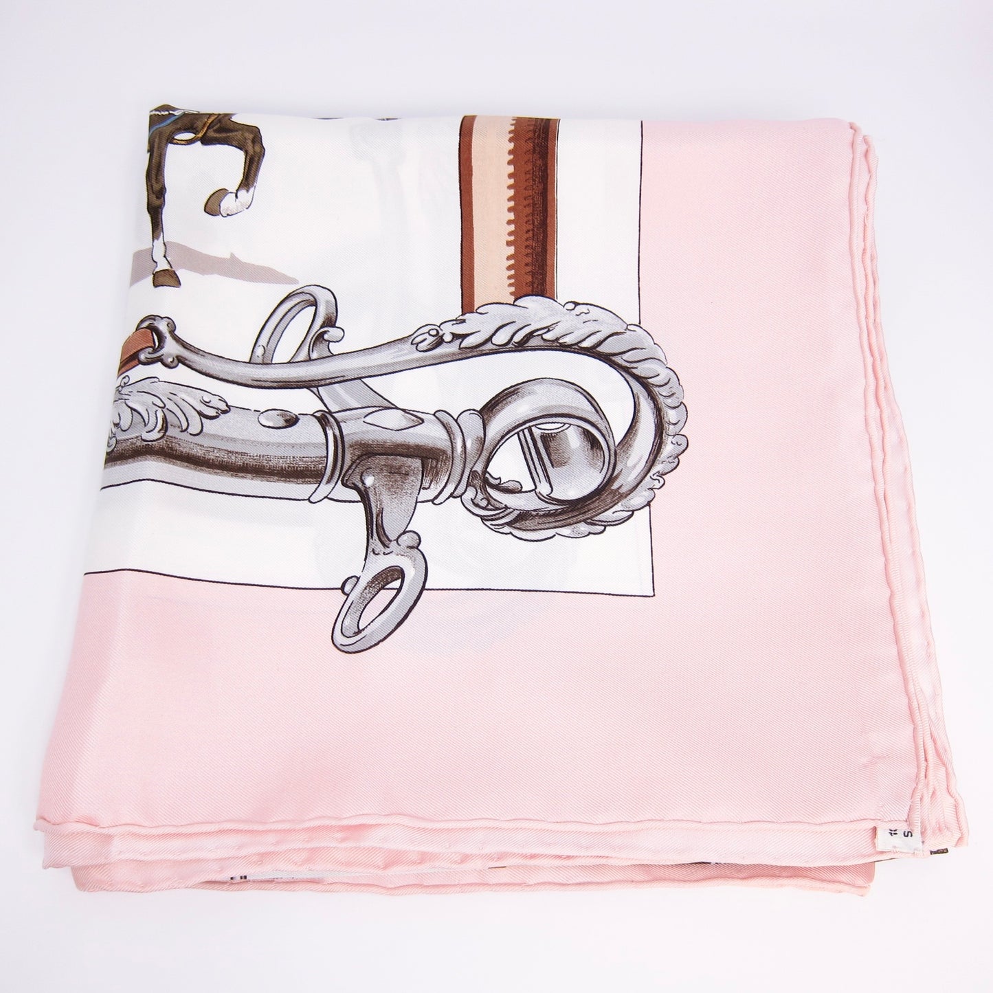 Hermes Vintage Equipages Pink Silk Scarf