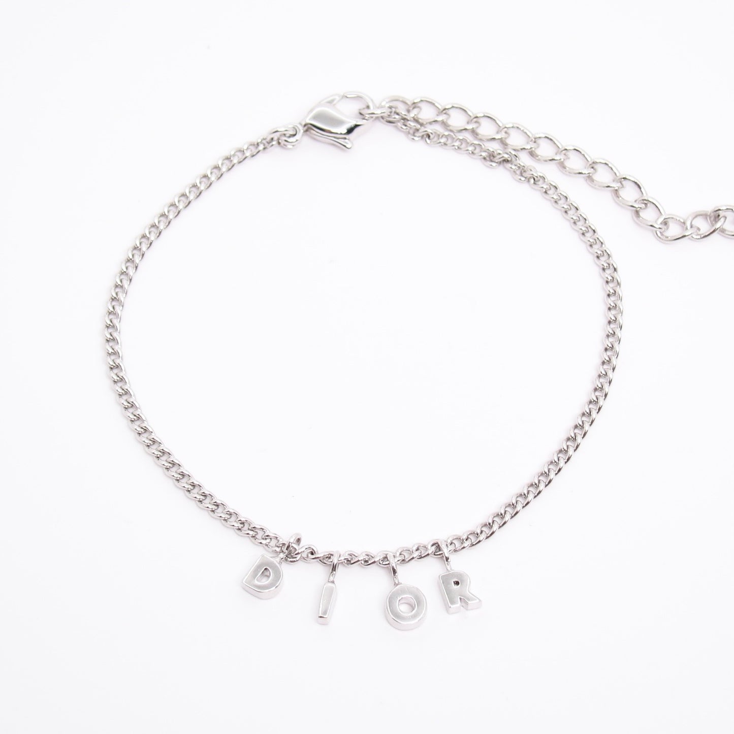 Christian Dior Vintage Dior Letter Charm Silver Bracelet