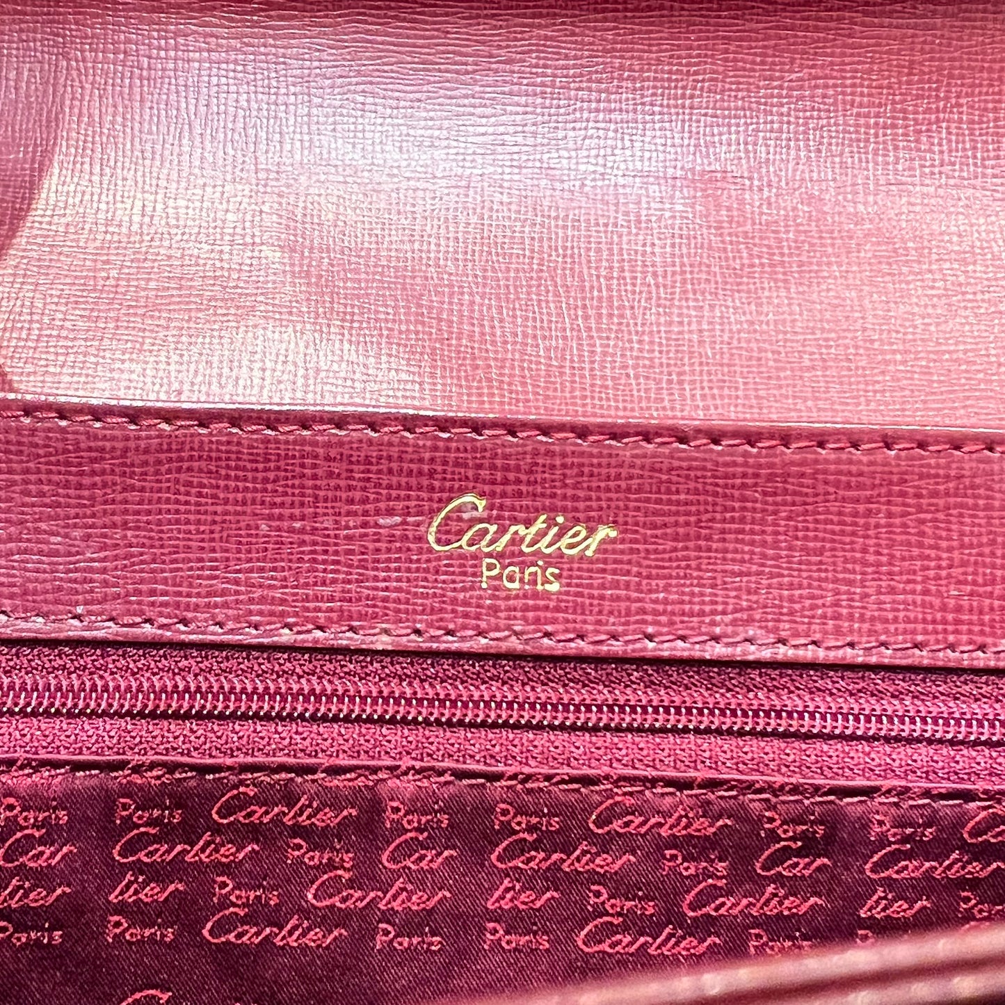 Cartier Vintage C De Cartier Bordeaux Leather Shoulder Bag