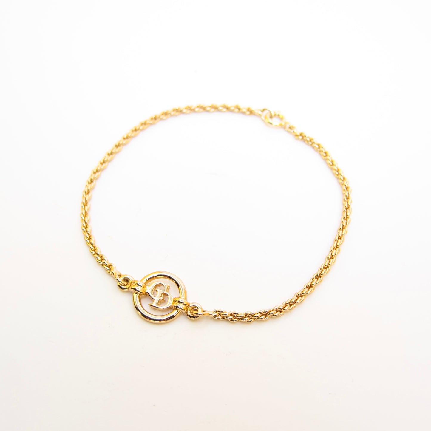 Christian Dior Vintage CD Logo in Circle Golden Bracelet