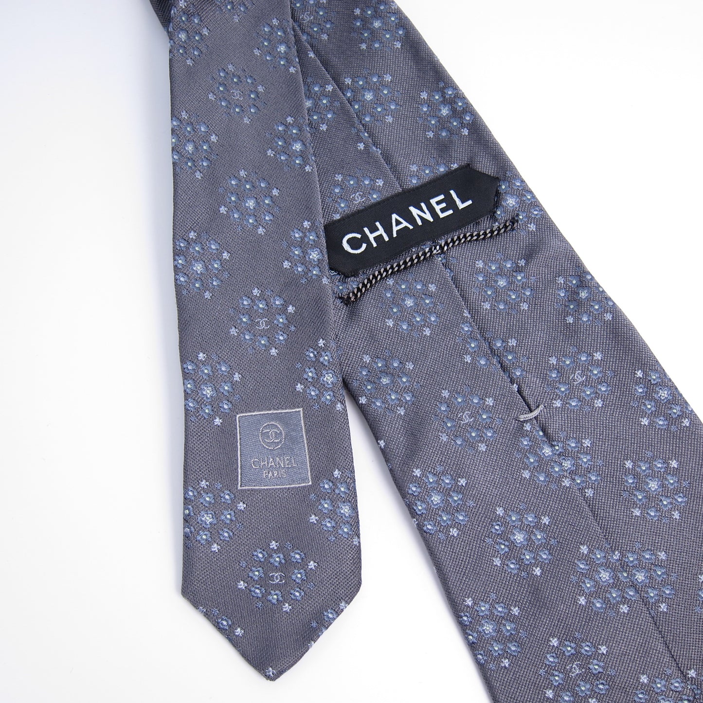 Chanel Vintage CC Logo Flower Motif Silk Tie