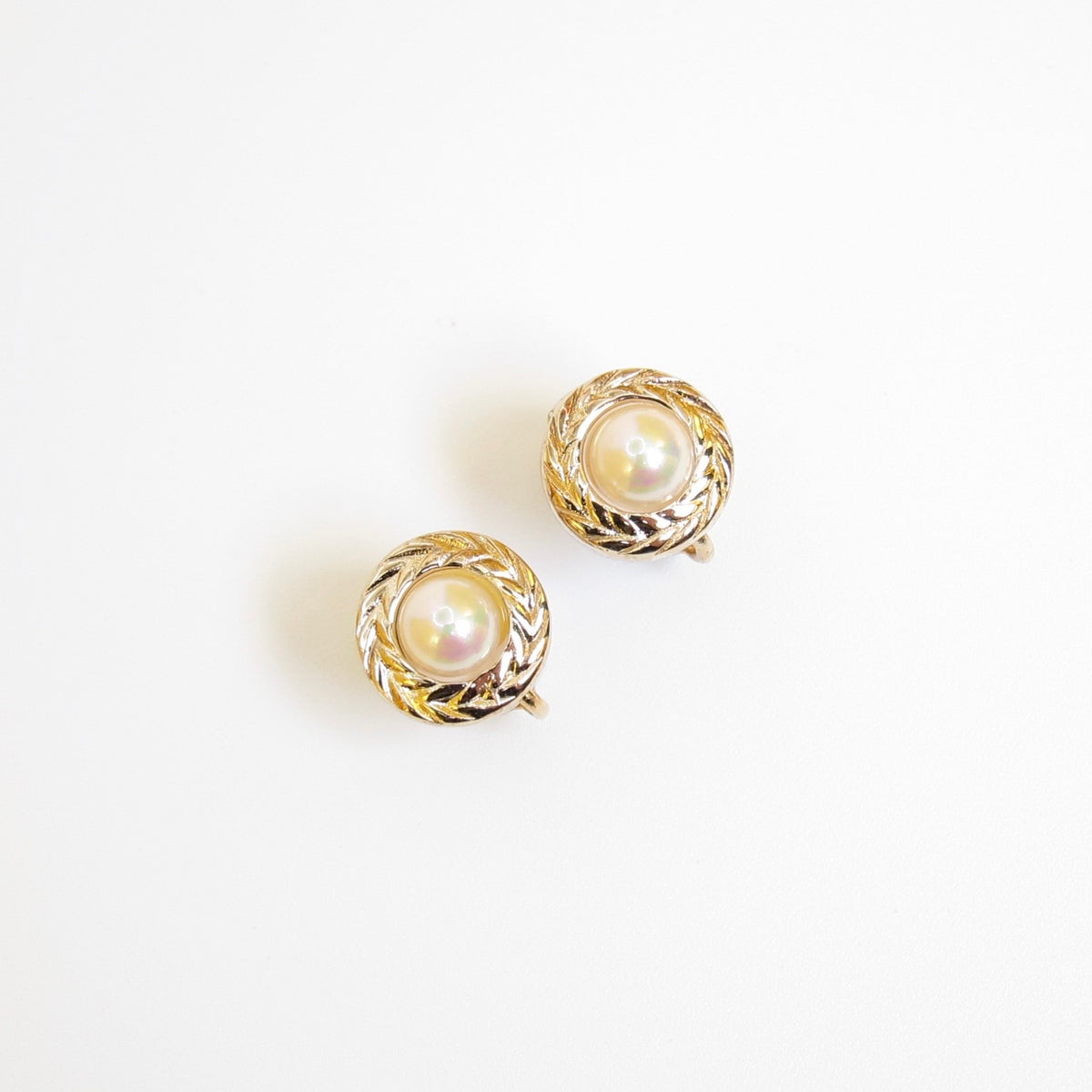 Christian Dior Gold-Tone Round Faux Pearl Clip-On Earrings