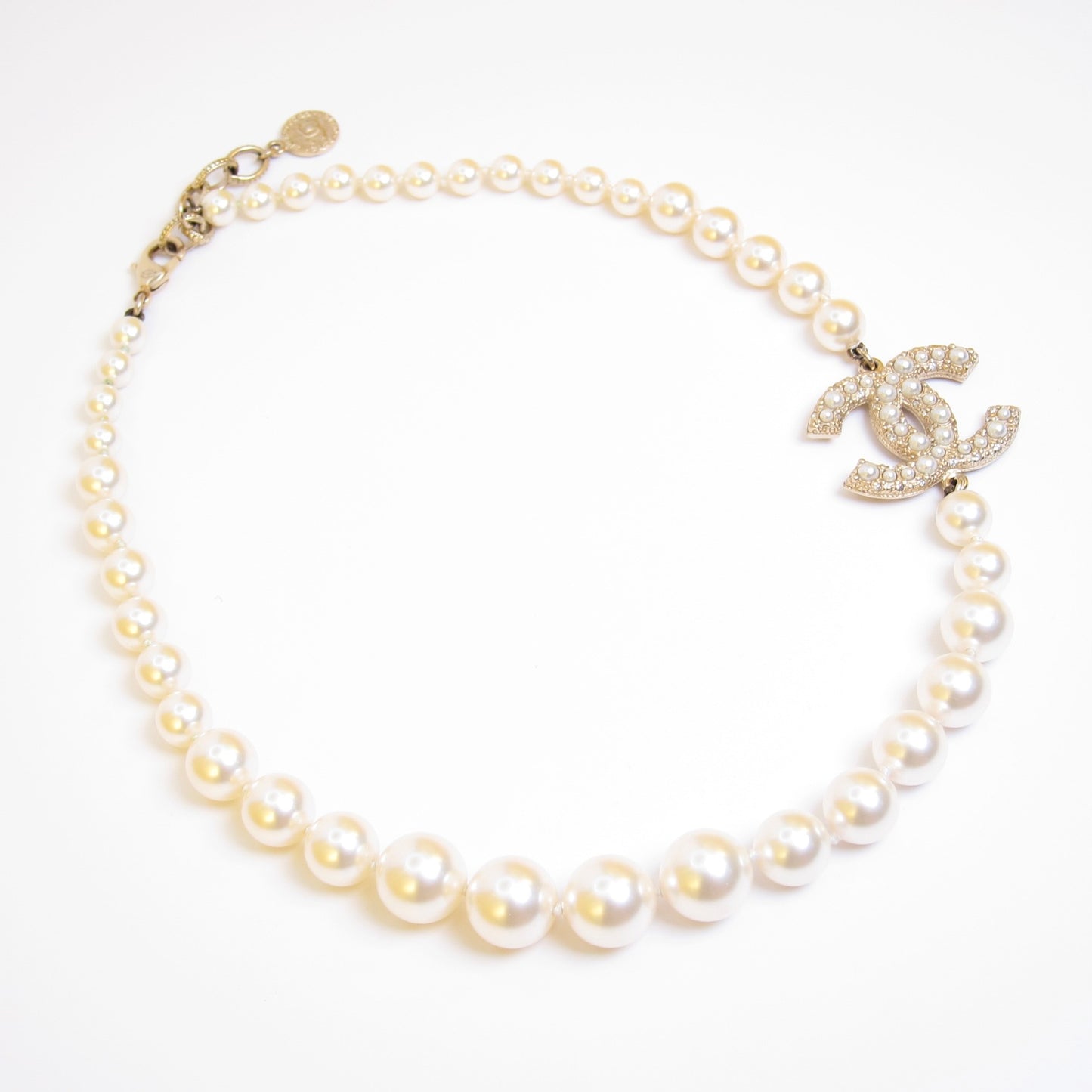 Chanel Vintage 100th Anniversary Centenary CC Logo Pearl Necklace