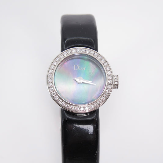 Christian Dior Vintage La Mini D De Dior Diamond and Black Shell Pearl Face Watch