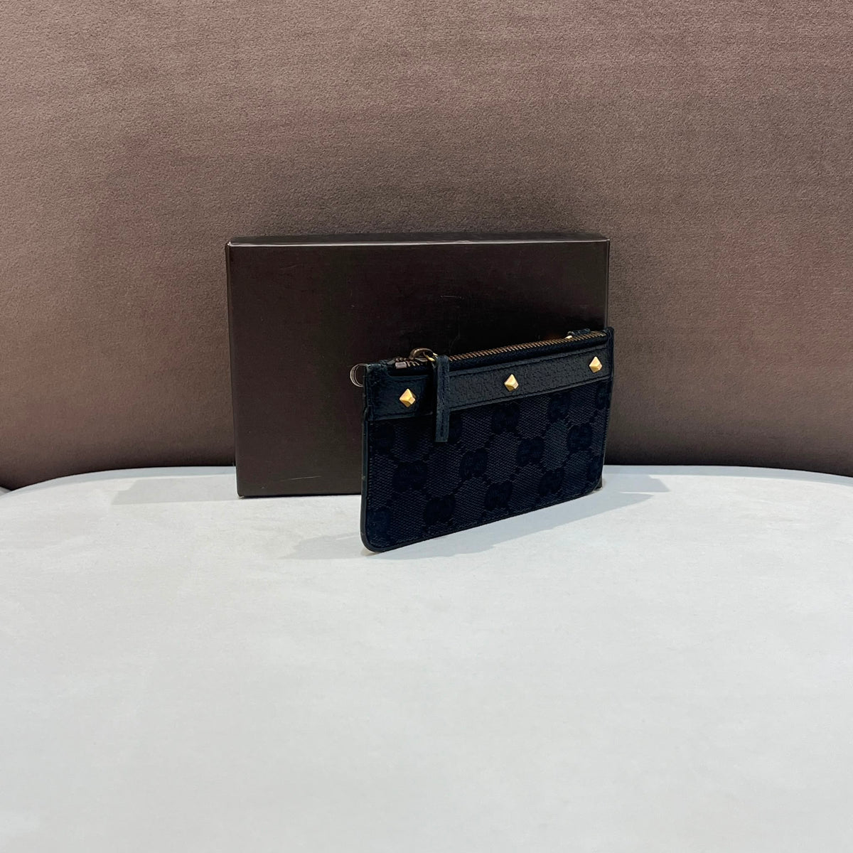 Gucci Vintage Black GG Canvas Studded Shoulder Bag