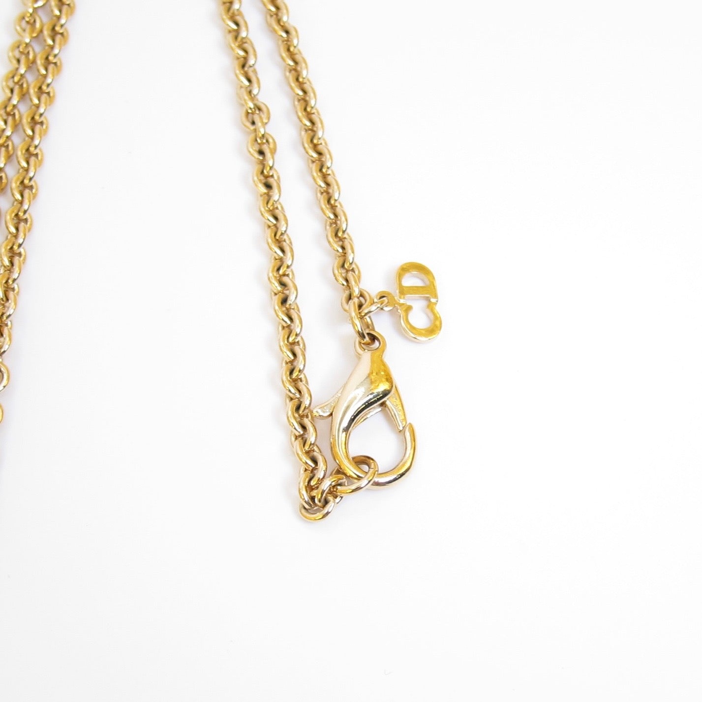 Christian Dior Vintage Dior Letter Charm with Rhinestone Golden Necklace
