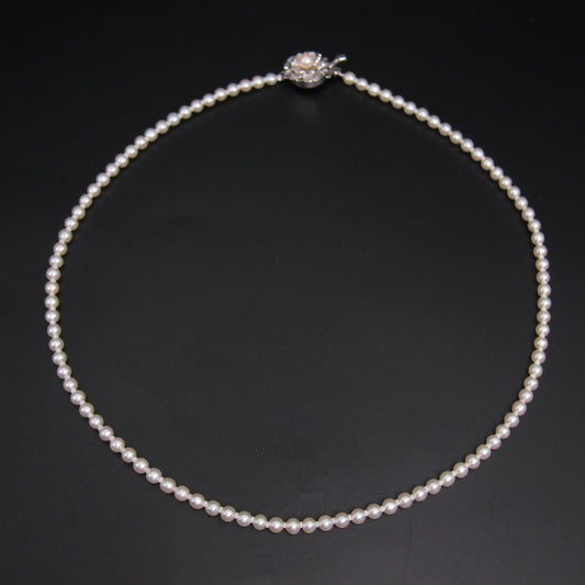 No Brand Vintage Akoya Baby Pearl with Sv Flower Buckle Necklace