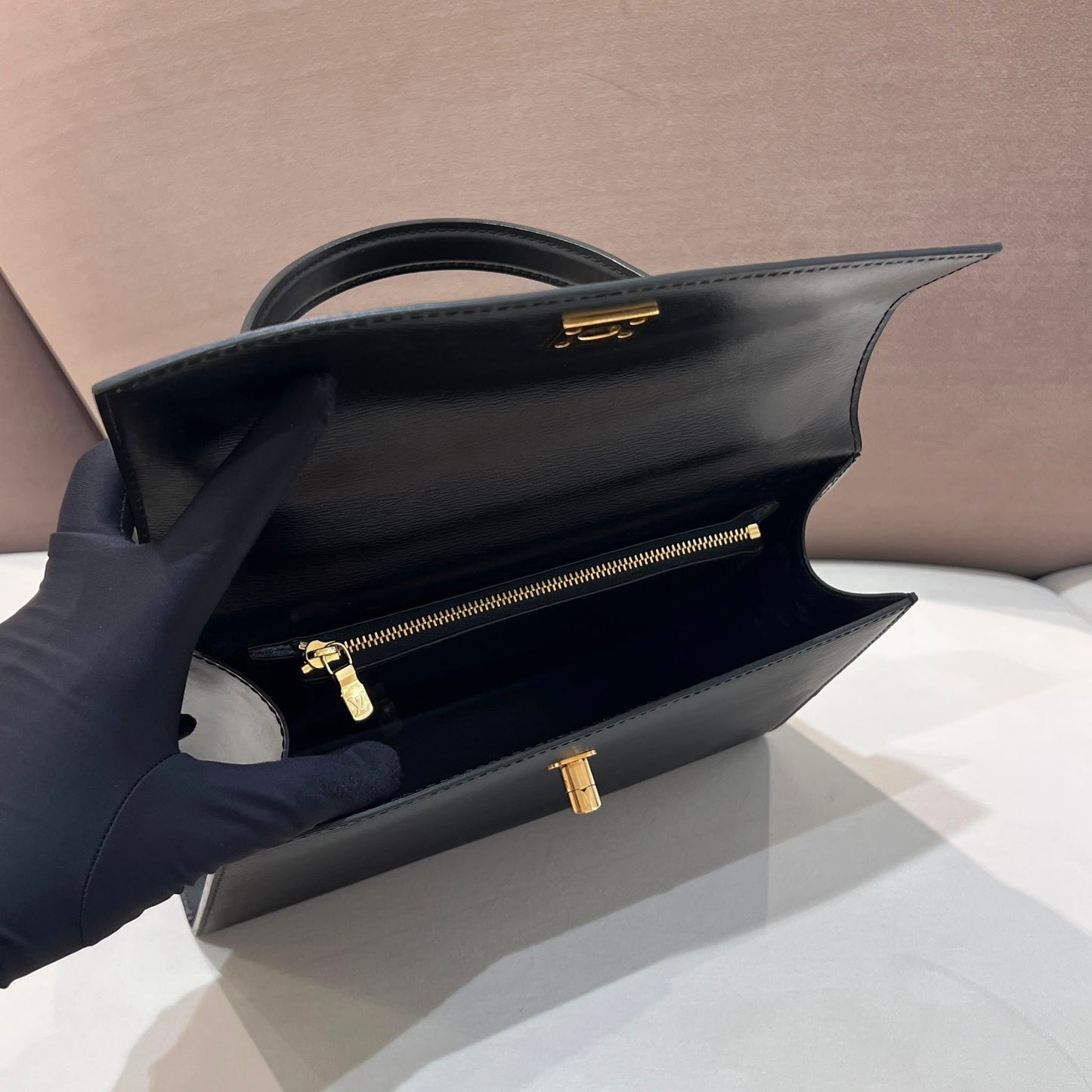Louis Vuitton Vintage Black Epi Malesherbes Top Handle Handbag