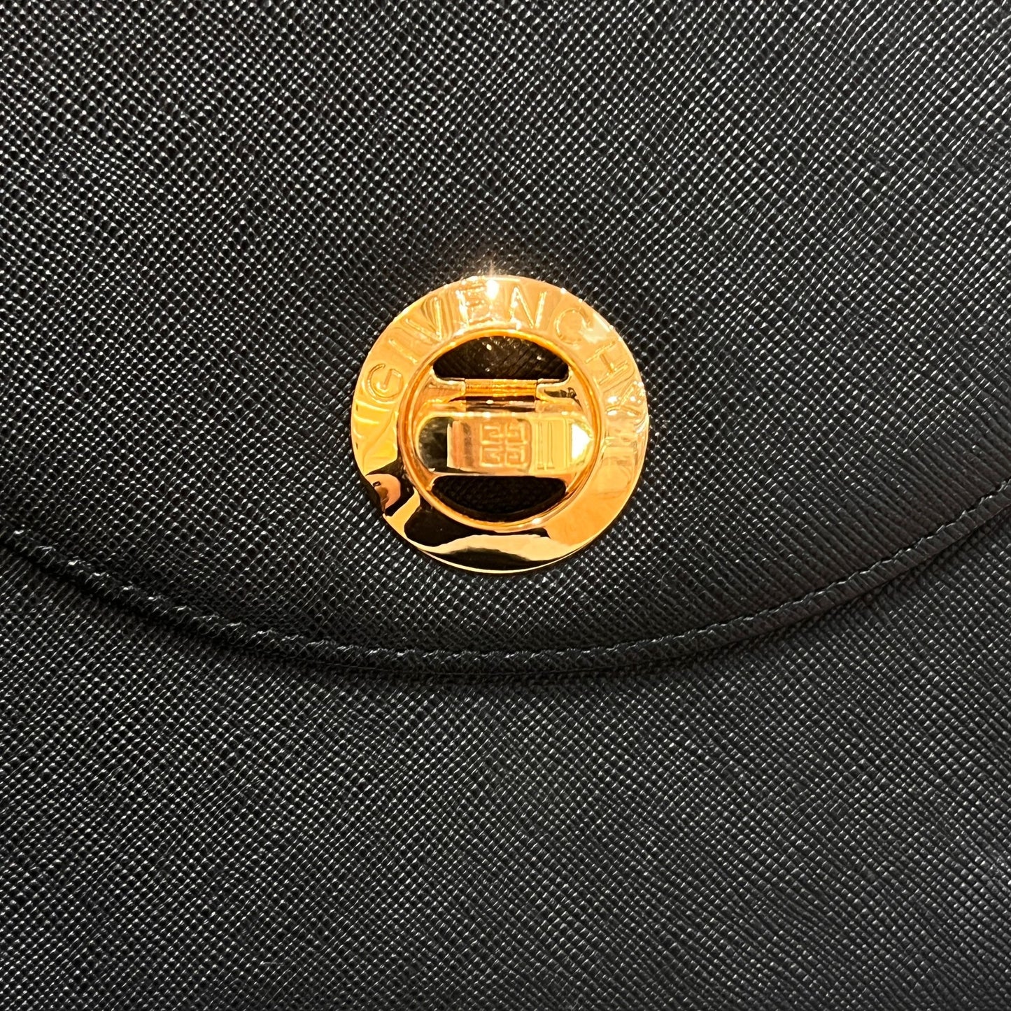 Givenchy Vintage Turn Lock Black Leather 2 Way Handbag