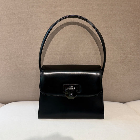 Givenchy Flap Logo Black Leather Mini Top Handle Handbag