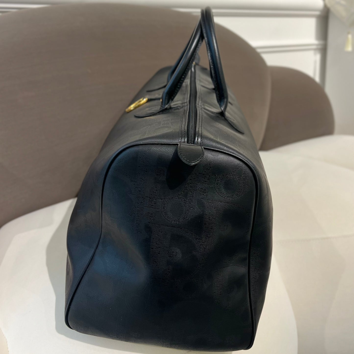 Christian Dior Trotter Boston Bag In Black Color