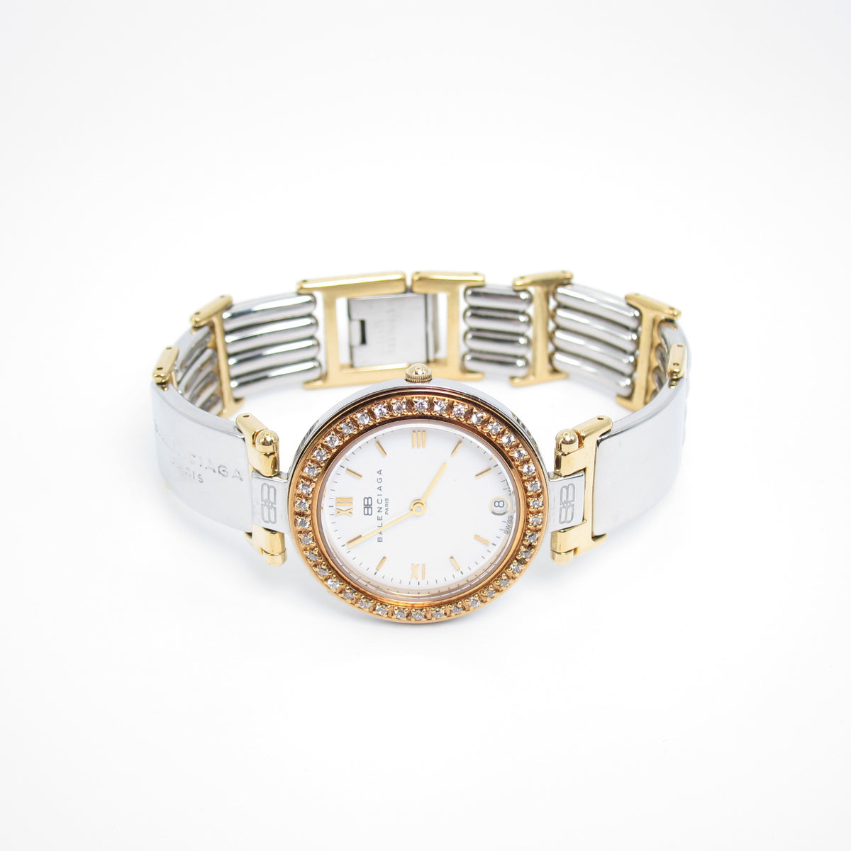 Balenciaga Vintage Two-Tone Crystal Bezel Ladies Watch