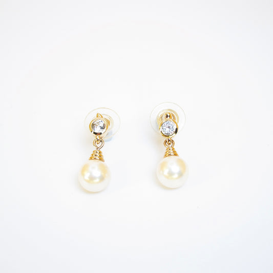 Christian Dior Vintage Pearl and Rhinestone Golden Earrings