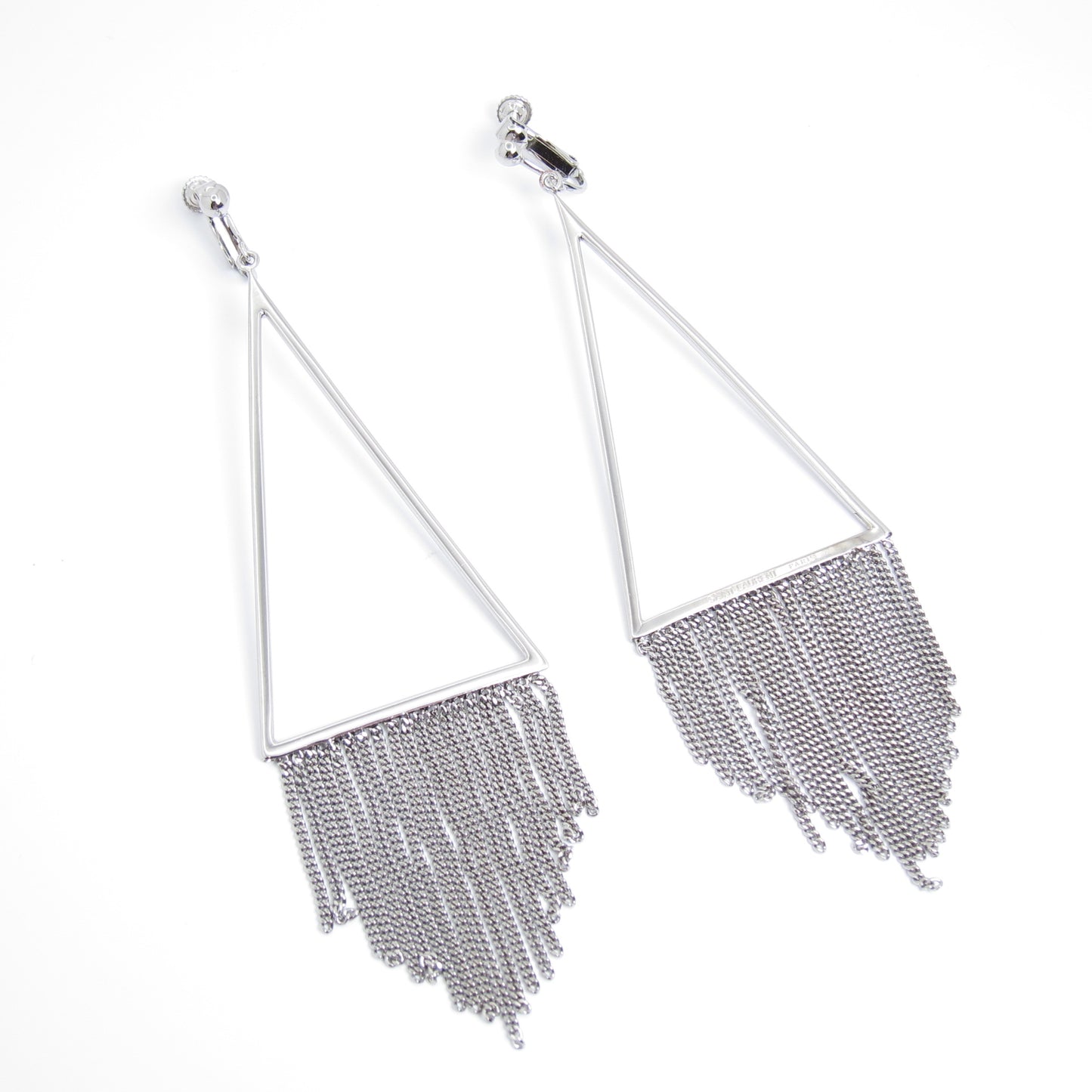 Yves Saint Laurent Vintage Stylish Dangle Silver Clip-on Earrings