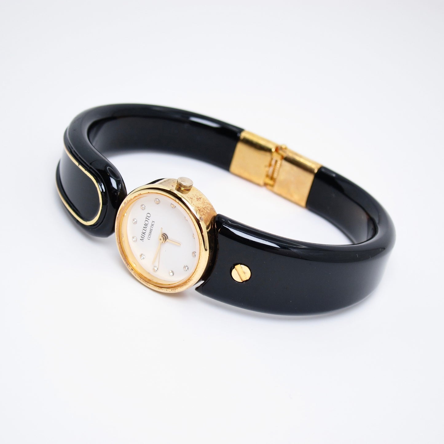 Mikimoto Vintage Round White Face with Rhinestone Bangle Watch