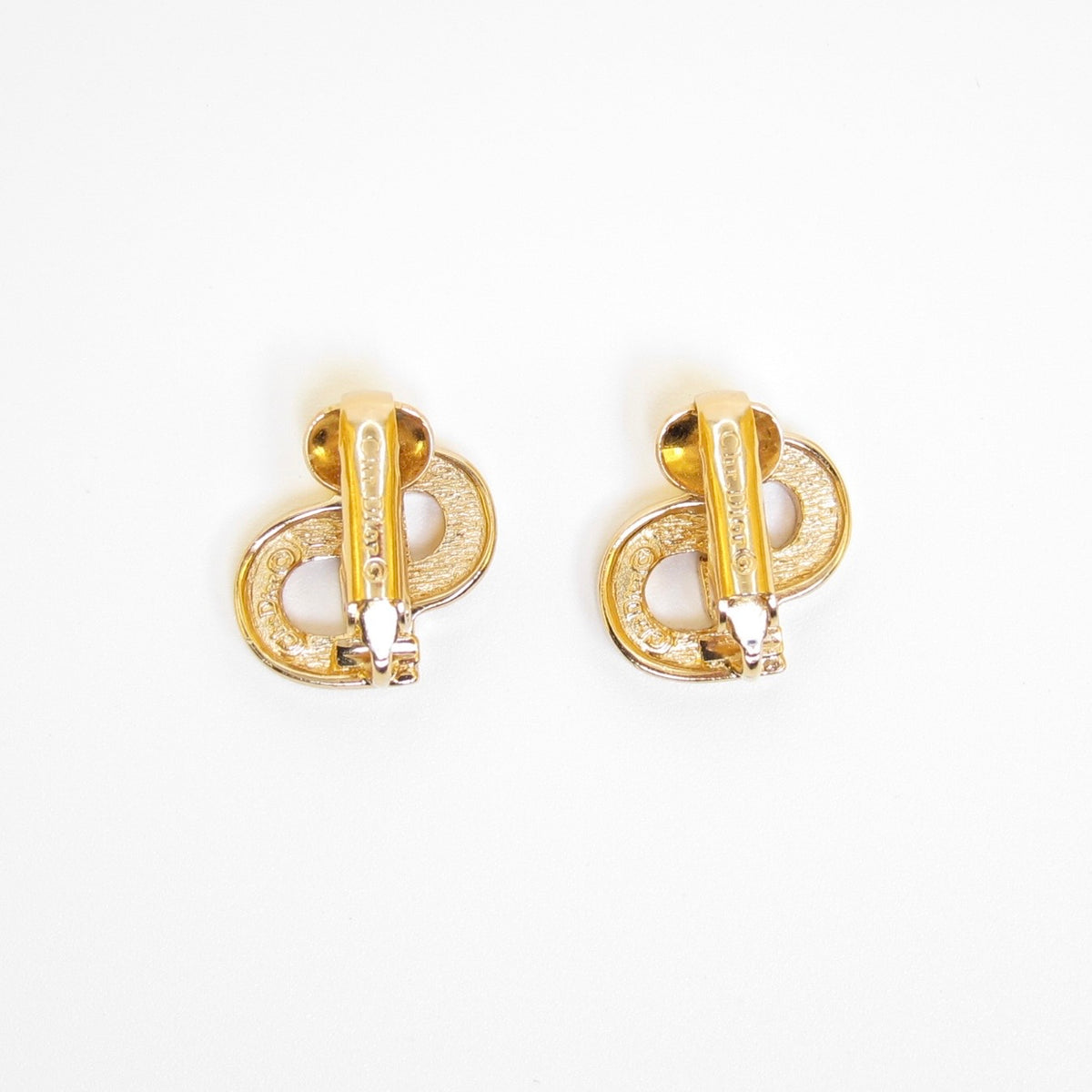 Christian Dior Vintage Pavé CD Logo Gold-Tone Clip-On Earrings