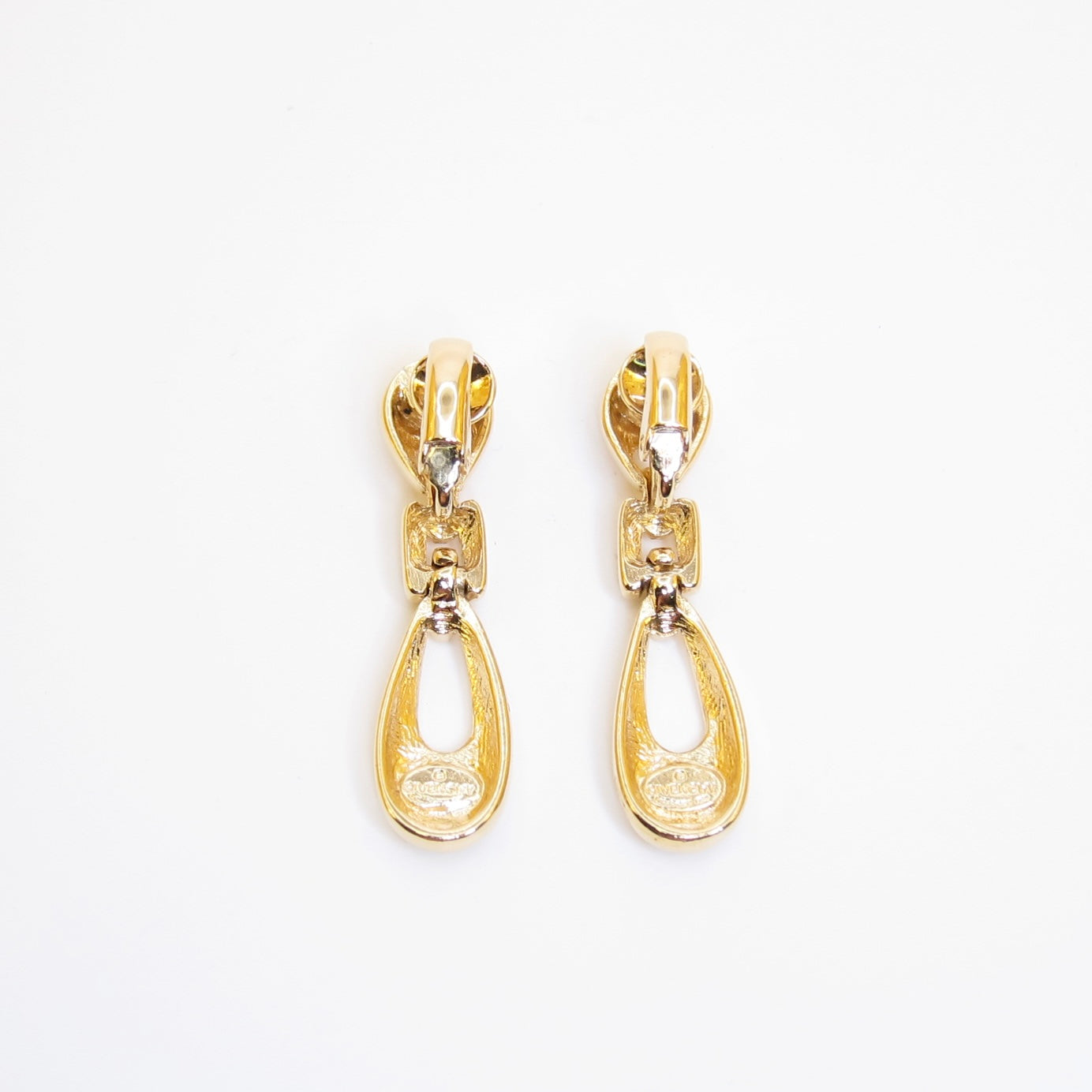 Givenchy Vintage Teardrop Dangle Golden Clip-on Earrings