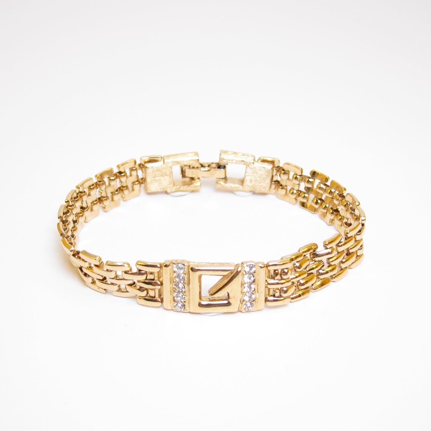 Givenchy Vintage G Logo with Rhinestone Golden Bracelet