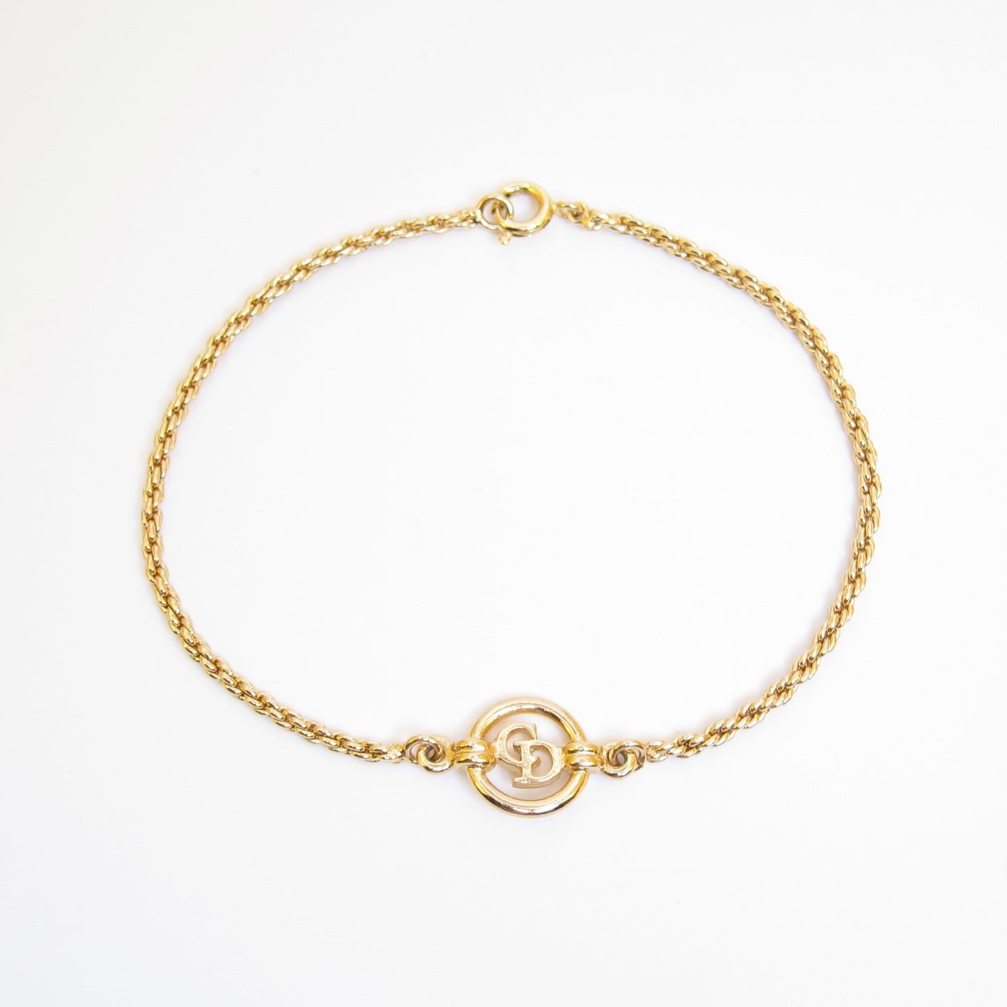 Christian Dior Vintage CD Logo in Circle Golden Bracelet