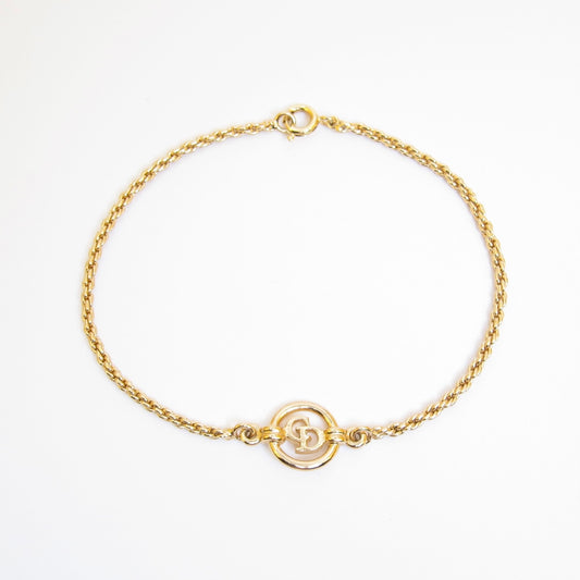Christian Dior Vintage CD Logo in Circle Golden Bracelet