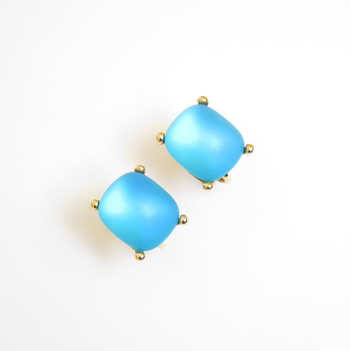 Givenchy Gold-Tone Turquoise-Blue Stone Clip-On Earrings