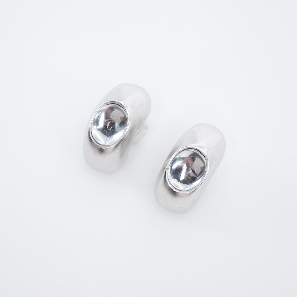 Givenchy Silver-Tone Sculptural Oval Earrings