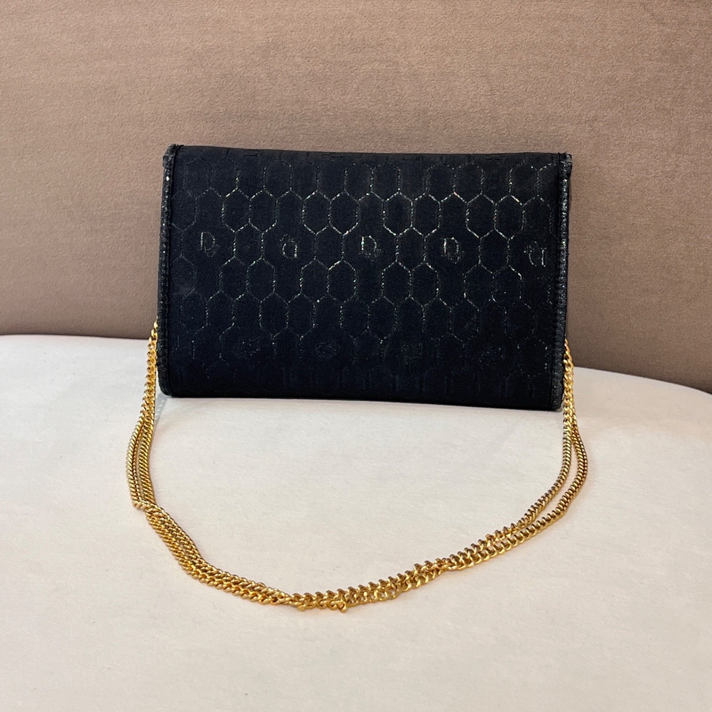 Christian Dior Golden Logo Honeycomb Mini Shoulder Bag