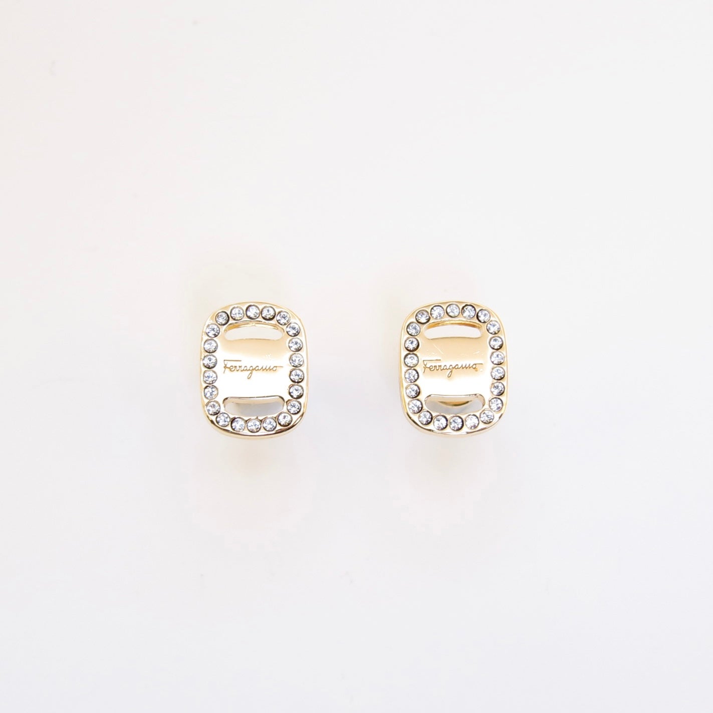 Ferragamo Vintage Vara Rhinestone and Golden Earrings