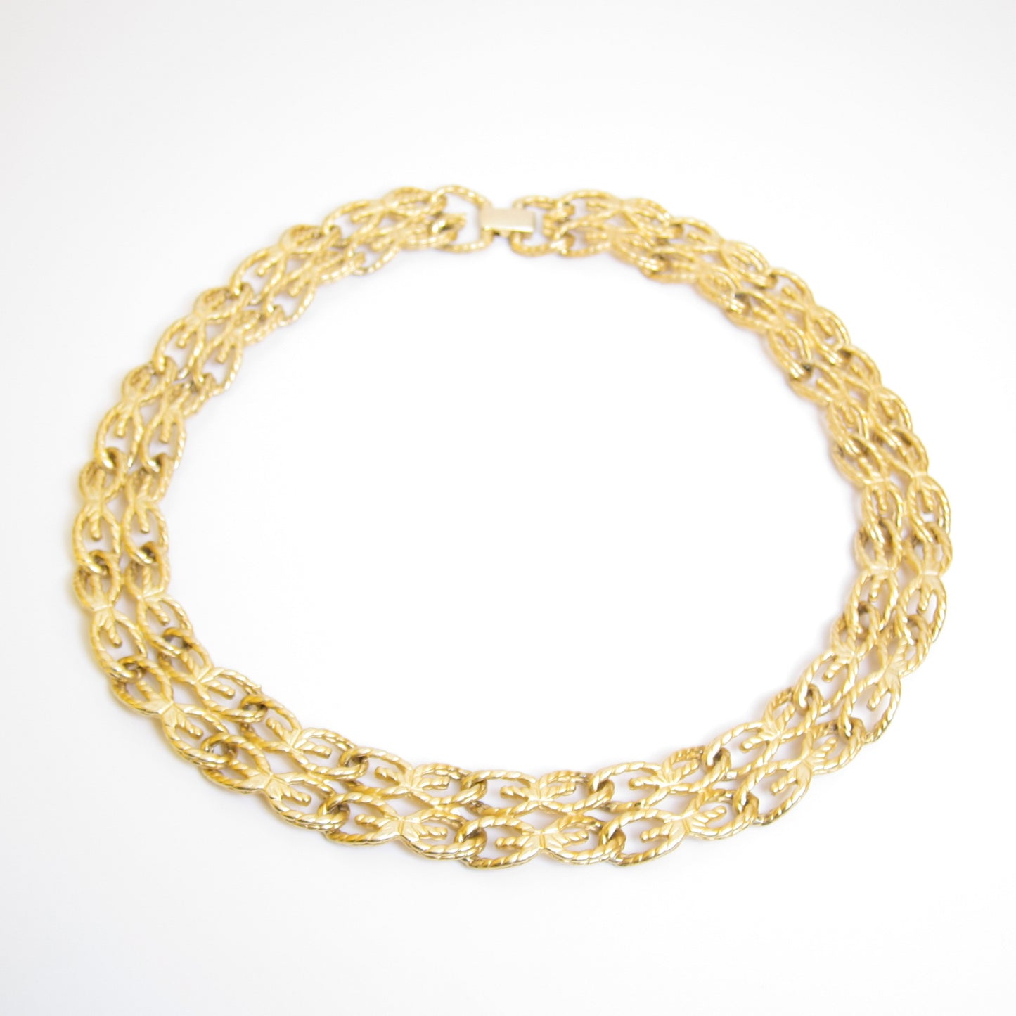Givenchy Vintage GG Logo Textured Woven Golden Chain Necklace