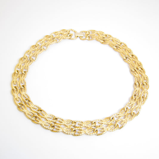 Givenchy Vintage GG Logo Textured Woven Golden Chain Necklace