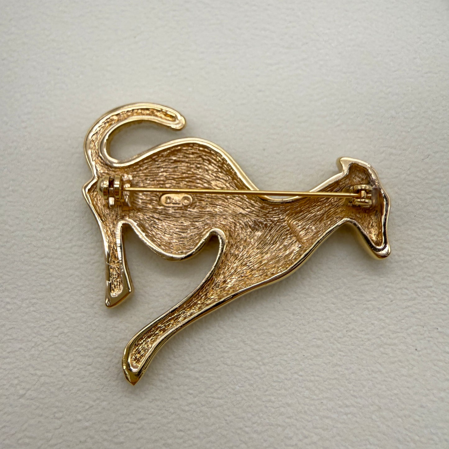 Christian Dior Vintage Dog Motif with Rhinestone Golden Brooch