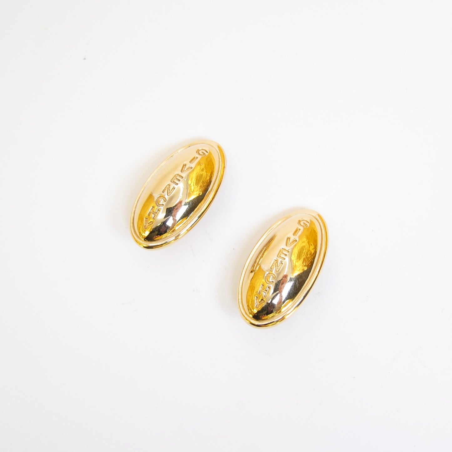 紀梵希復古款紀梵希Logo橢圓形金色夾式耳環