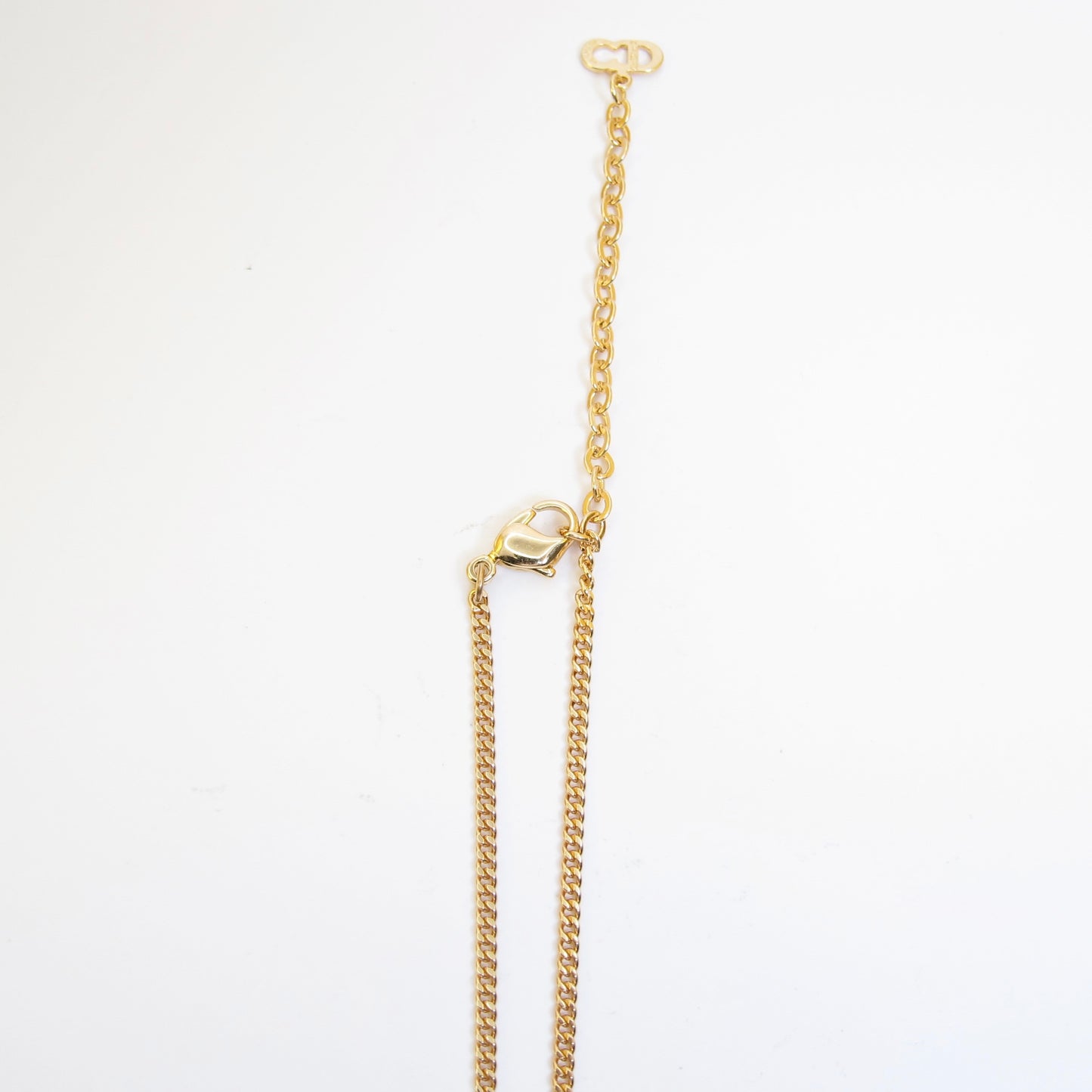 Christian Dior Vintage CD Logo with Black and Rhinestone Golden Necklace