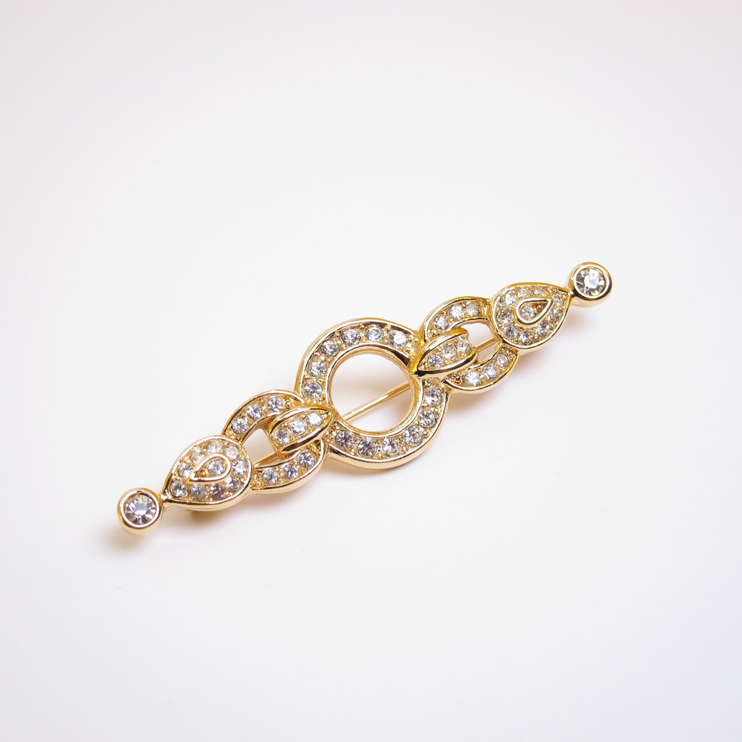 Christian Dior Vintage Rhinestone Geometric Bar Brooch