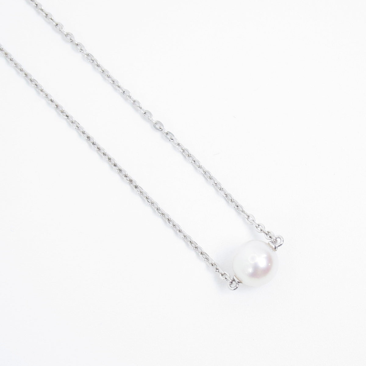 Mikimoto Vintage Akoya Pearl Solitaire Silver Necklace