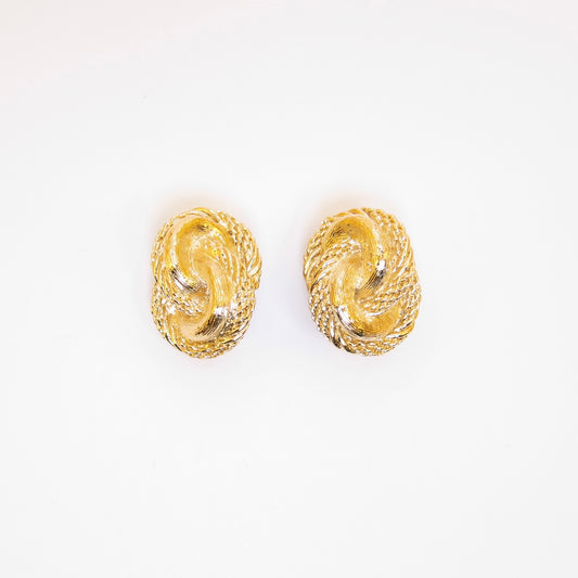 Christian Dior Vintage Twisted Rope Golden Clip-on Earrings
