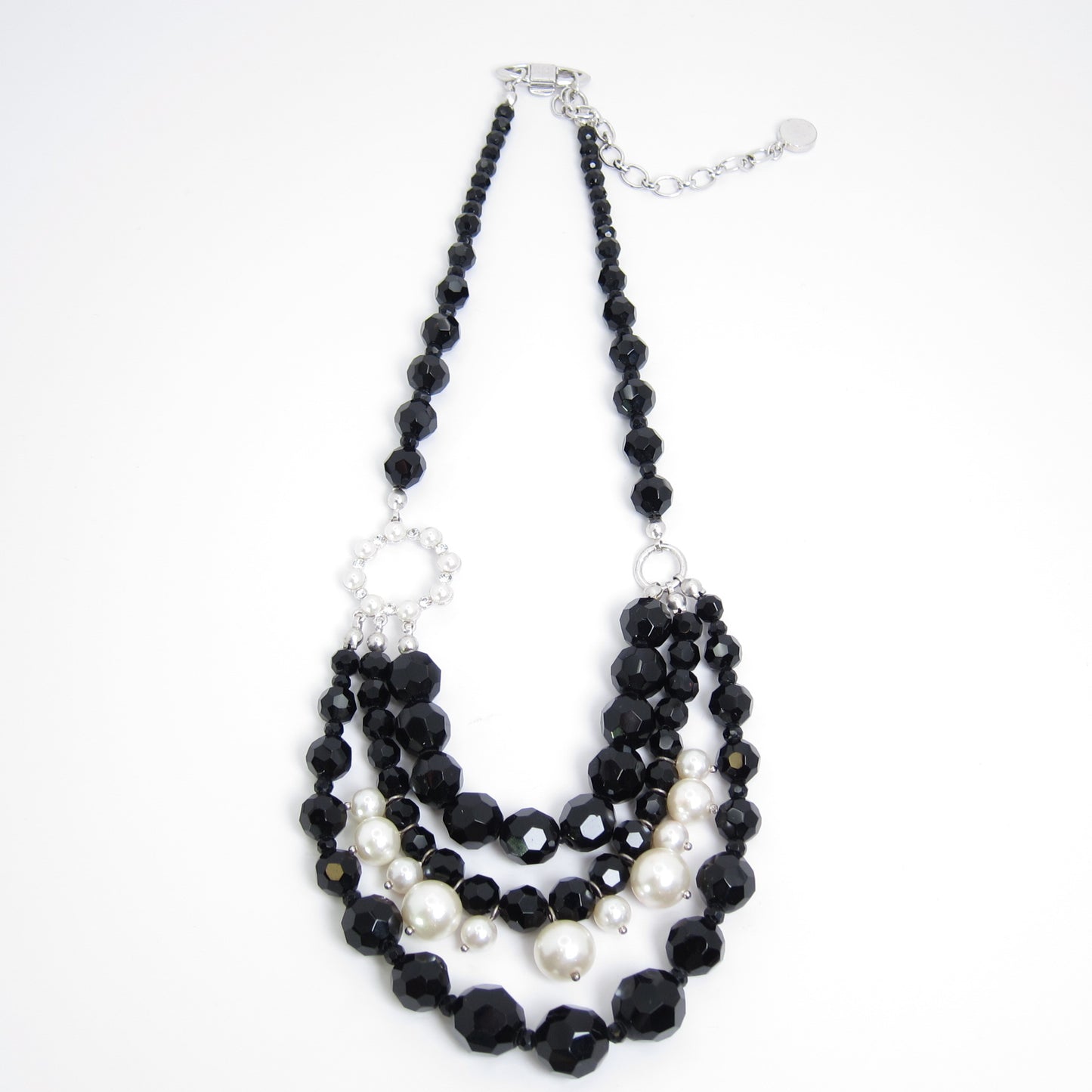 Givenchy Vintage Pearl and Black Color Stone Necklace