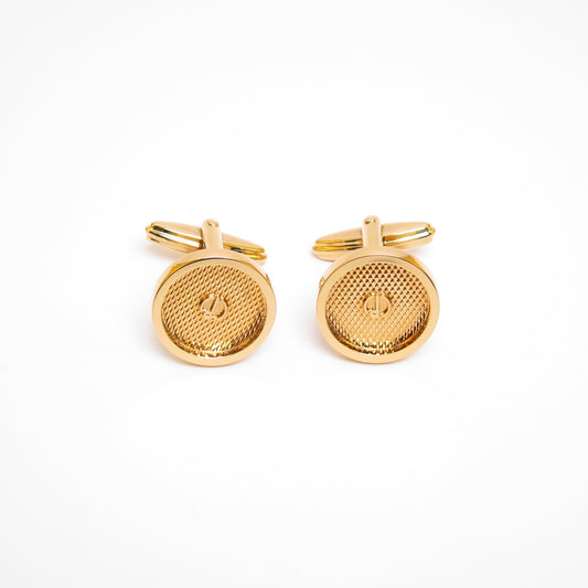 Dunhill Vintage D Logo Round Shaped Golden Cufflinks
