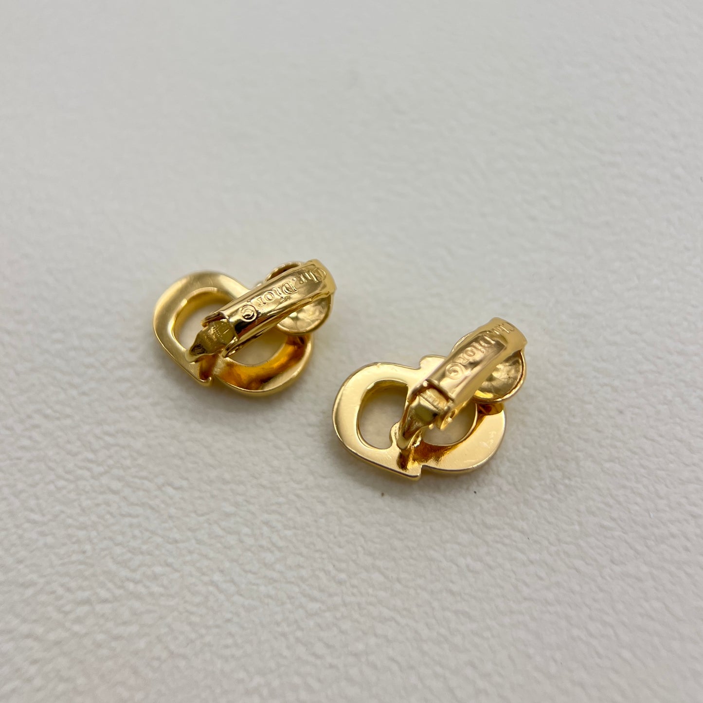 Christian Dior Vintage CD Logo Golden Clip-on Earrings