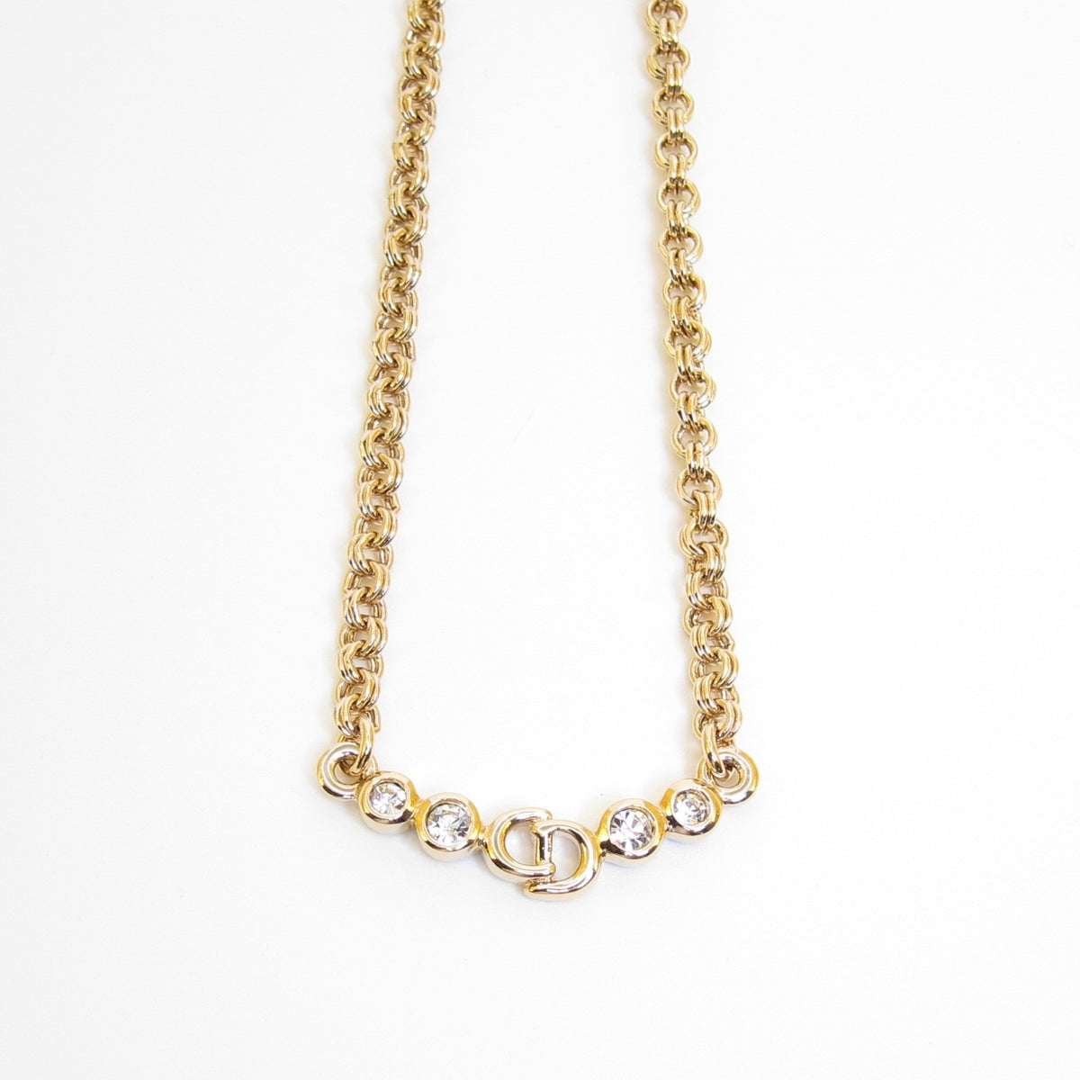 Christian Dior Vintage Crystal CD Chain Necklace