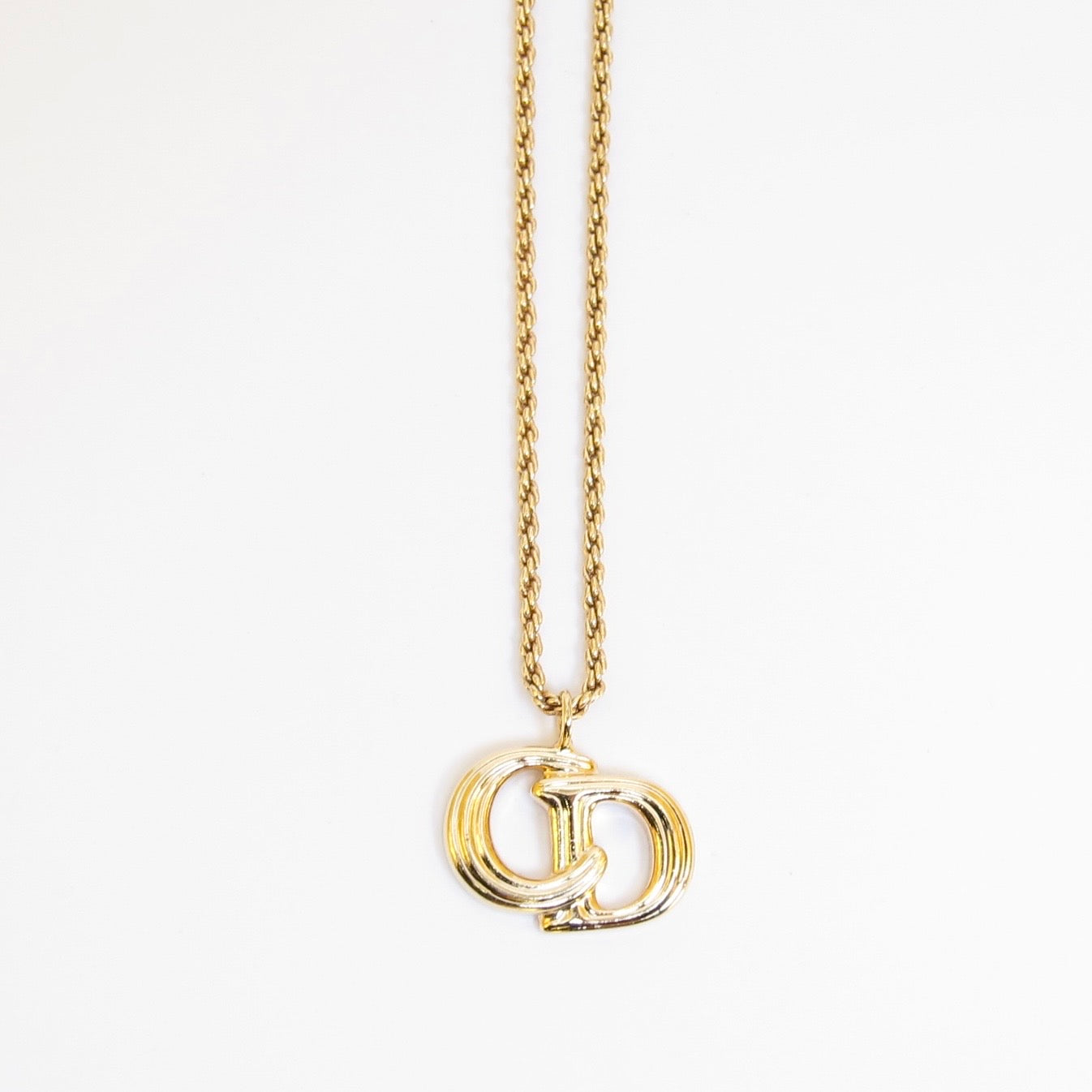 Christian Dior Vintage CD Logo Golden Necklace
